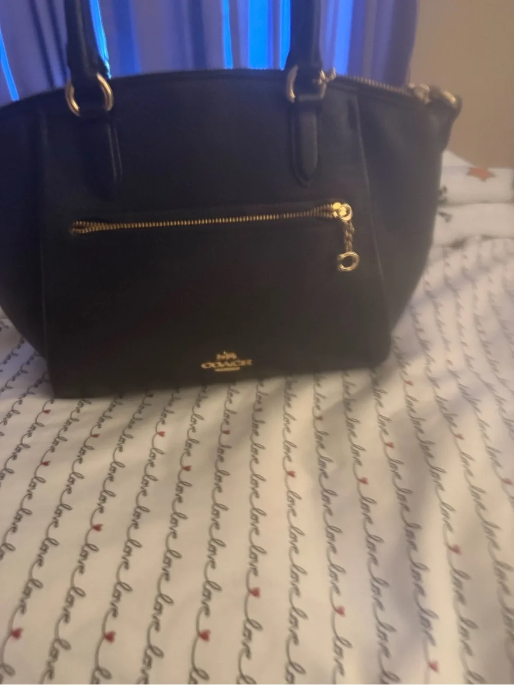 Coach Black Leather Shoulder Tote with Gold Hardware